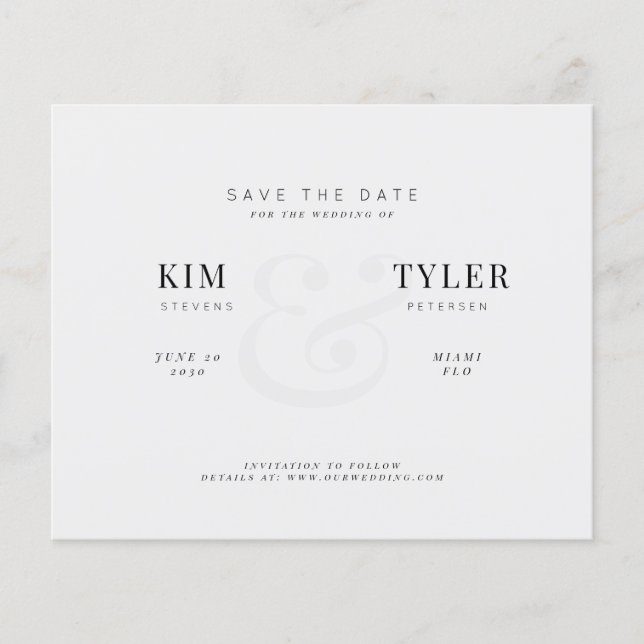 Budget elegant typography wedding save the date flyer (Front)