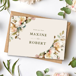 Budget Elegant Vintage Floral Botanical Wedding Thank You Card