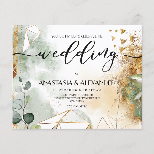 BUDGET/Elegant wedding invitation. Invitation Flye Flyer (Front)