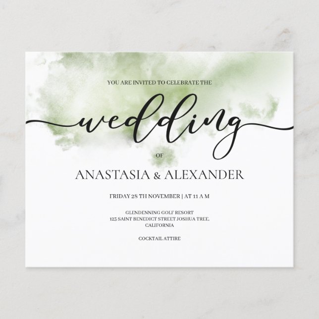 BUDGET/Elegant wedding invitation. Invitation Flyer (Front)