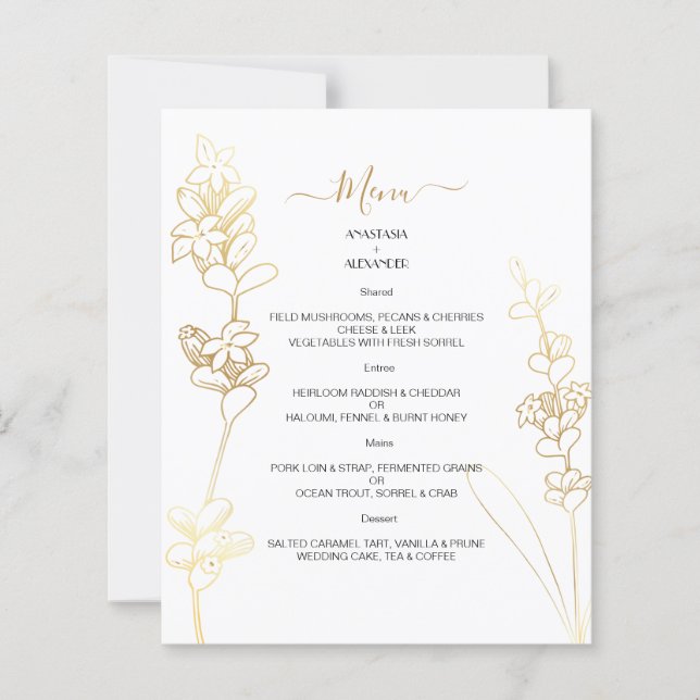 Budget Elegant WEDDING MENU. MENU (Front)