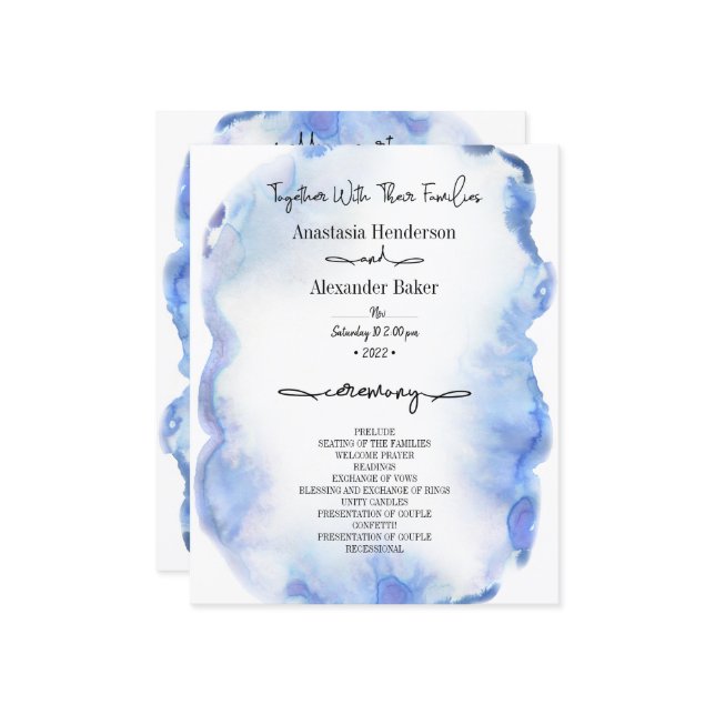 Budget/Elegant Wedding Program. (Front/Back In Situ)