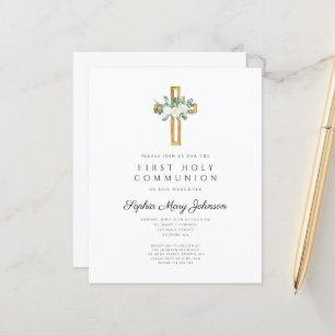 Budget Elegant White Floral First Communion