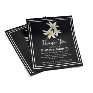 Budget Elegant White Lilly Funeral Thank You
