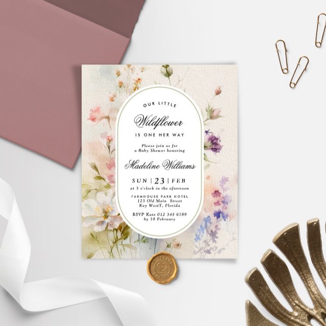 Budget Elegant Wildflower Baby Shower Invitation (Creator Uploaded)