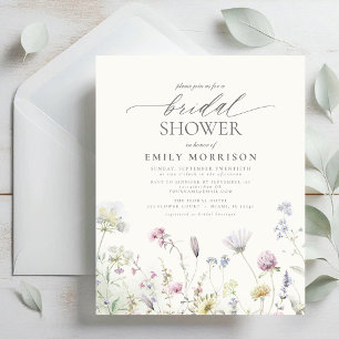 Budget Elegant Wildflower Bridal Shower Invitation Flyer