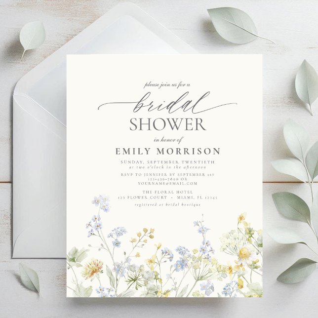 Budget Elegant Wildflower Bridal Shower Invitation Flyer (Creator Uploaded)
