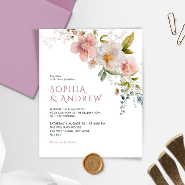 Budget Elegant Wildflowers Wedding Invitation (Creator Uploaded)
