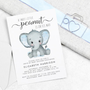 Budget Elephant Baby Boy Drive By Shower Invite