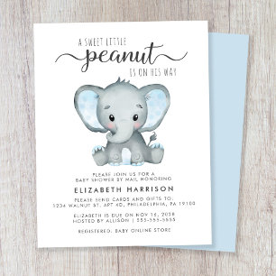 Budget Elephant Baby Boy Shower By Mail Invitation