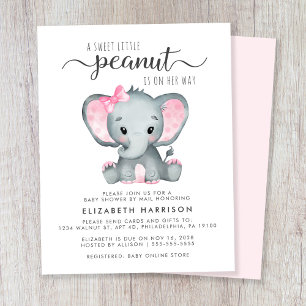 Budget Elephant Baby Girl Shower By Mail Invite