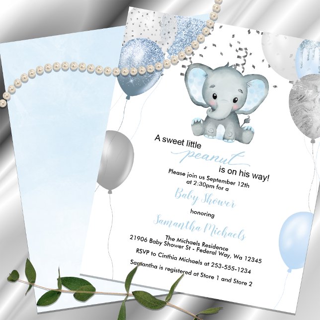  Budget Elephant Balloons Baby Shower Invitation (Budget Elephant Balloons Watercolor Baby Shower)