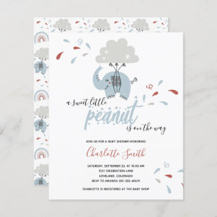 Budget Elephant Blue Boy's Baby Shower Invitation