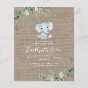 BUDGET Elephant Eucalyptus Baby Shower Invitation
