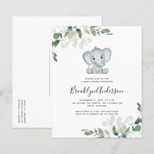 BUDGET Elephant Eucalyptus Baby Shower Invitation