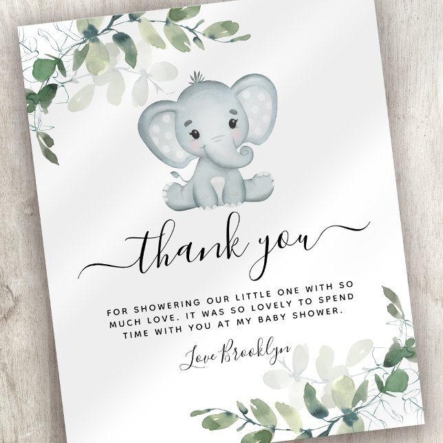 BUDGET Elephant Eucalyptus Baby Shower Thank You (Creator Uploaded)