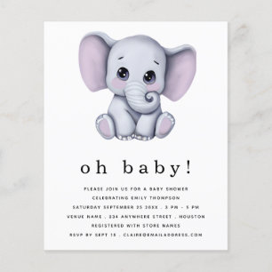 Budget Elephant Gender Neutral Baby Shower Invite
