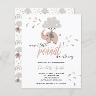 Budget Elephant Pink Girl's Baby Shower Invitation