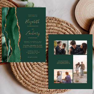 Budget Emerald Green 4-Photo Wedding Invite