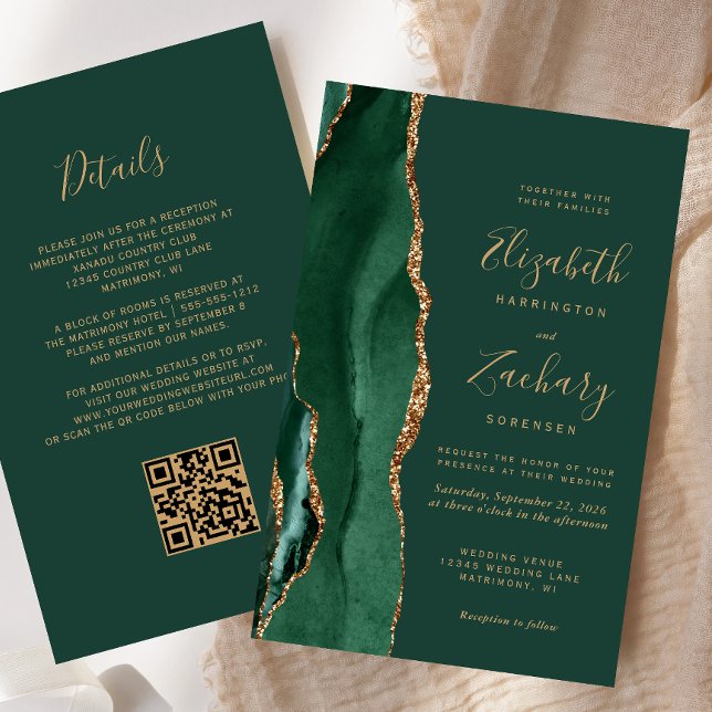 Budget Emerald Green Agate QR Code Wedding (Creator Uploaded)