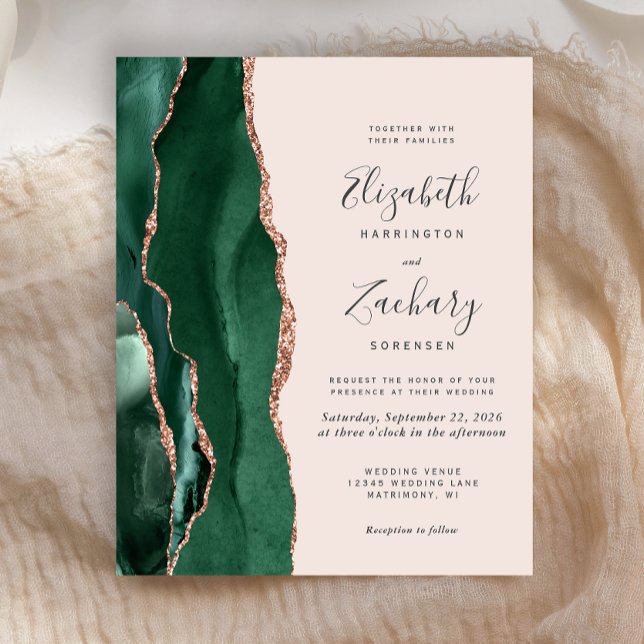 Budget Emerald Green Agate Rose Gold Blush Wedding (Creator Uploaded)