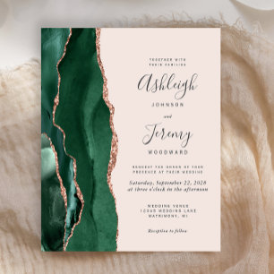 Budget Emerald Green Agate Rose Gold Blush Wedding