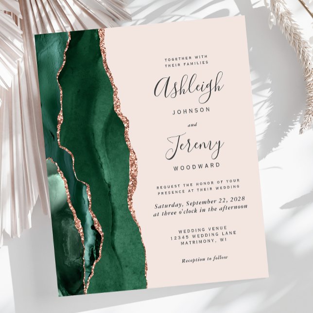 Budget Emerald Green Agate Rose Gold Blush Wedding (Creator Uploaded)
