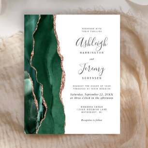 Budget Emerald Green Agate Rose Gold Wedding