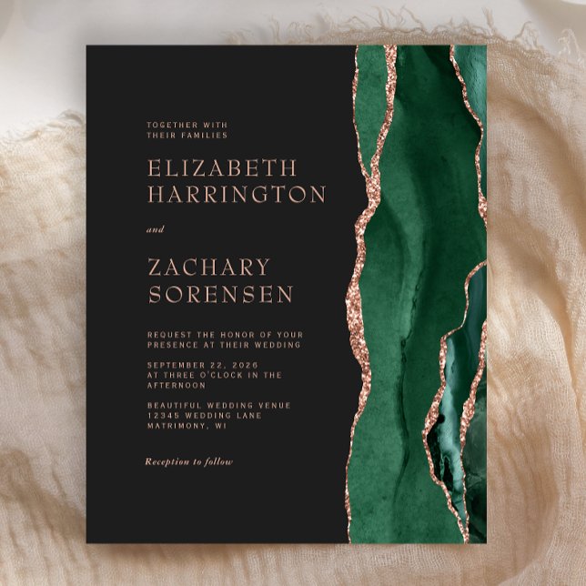 Budget Emerald Green Agate Rose Gold Wedding (Creator Uploaded)