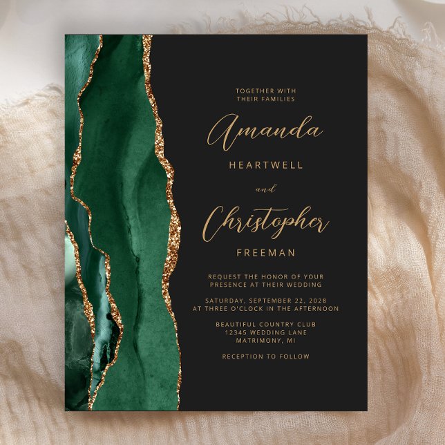Budget Emerald Green Agate Wedding Invite (Creator Uploaded)
