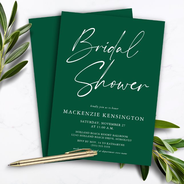 Budget Emerald Green Bridal Shower Invitation (Budget Emerald Green Bridal Shower Invitation)