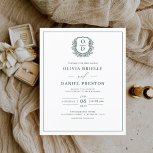 Budget Emerald Green Elegant Wedding Invitation