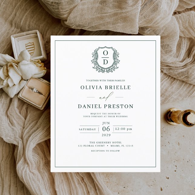 Budget Emerald Green Elegant Wedding Invitation Flyer (Creator Uploaded)