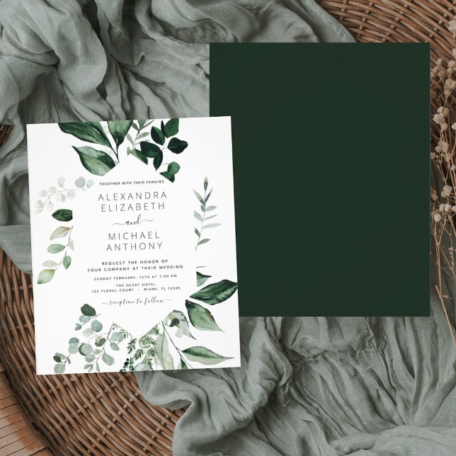 Budget Emerald Green Eucalyptus Greenery Wedding Flyer (Creator Uploaded)