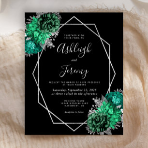 Budget Emerald Green Floral Silver Black Wedding