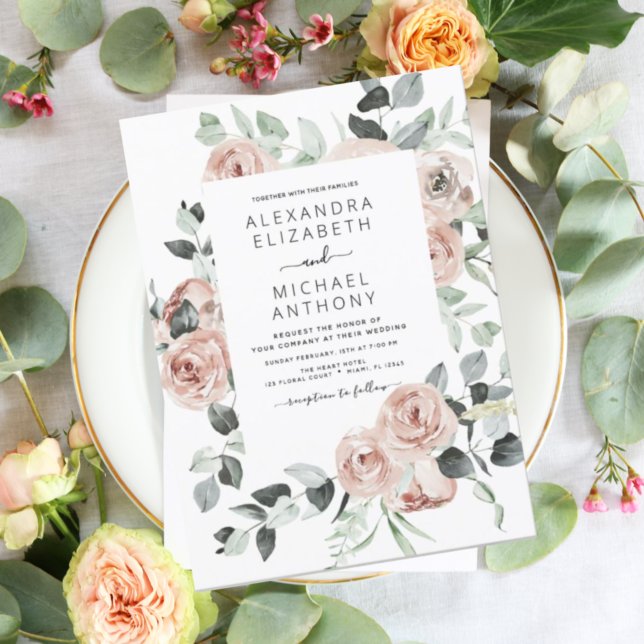 Budget Emerald Green Floral Wedding Invitation (Creator Uploaded)