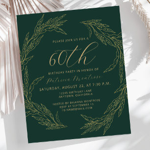 Budget Emerald Green Gold 60th Birthday Invitation
