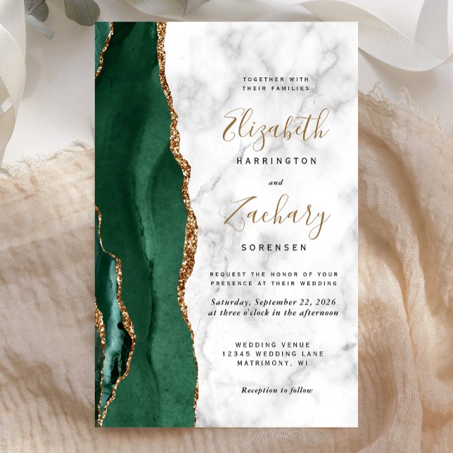 Budget Emerald Green Gold Agate Marble Wedding (Creator Uploaded)