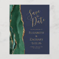 Budget Emerald Green Gold Agate Navy Save the Date