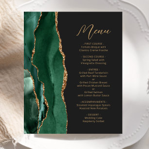 Budget Emerald Green Gold Agate Wedding Menu