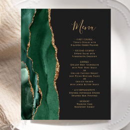 Budget Emerald Green Gold Dark Wedding Menu