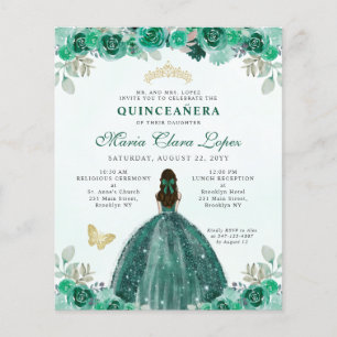 Budget Emerald Green Gold Floral Tiara Quinceañera