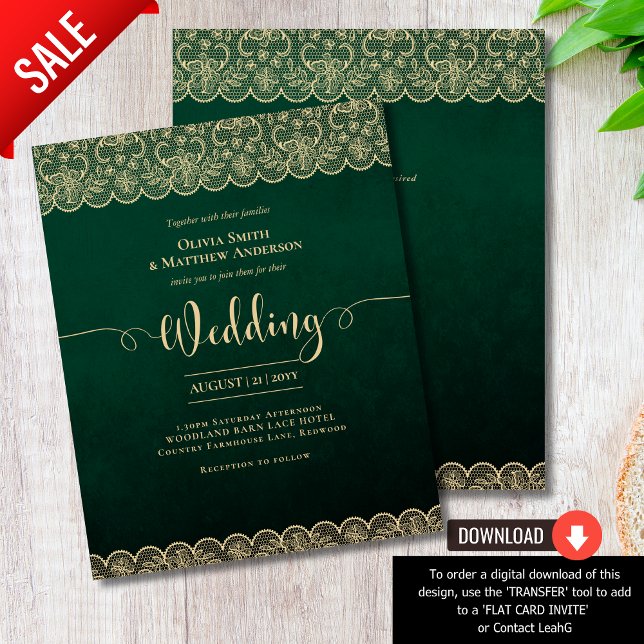 BUDGET Emerald Green Gold Lace Rustic Wedding (Creator Uploaded)