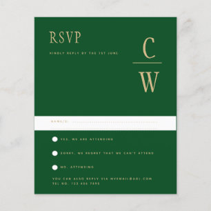 BUDGET Emerald Green Gold Wedding RSVP