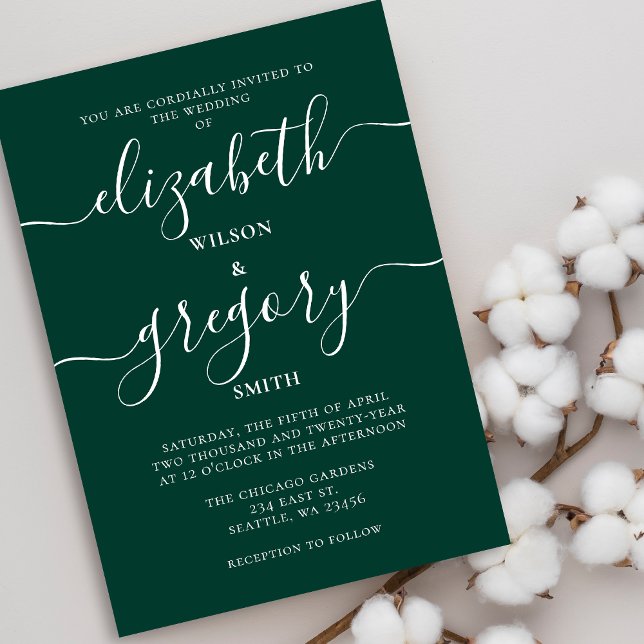 Budget Emerald Green Modern Wedding Invitation (Creator Uploaded)