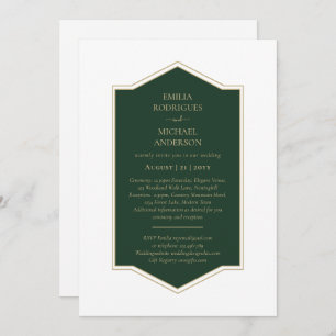 BUDGET Emerald Green Monochrome Text  Invitation