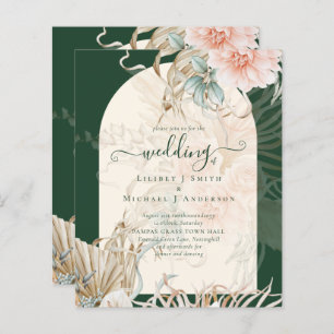 BUDGET Emerald Green Pampas Grass Peach Wedding