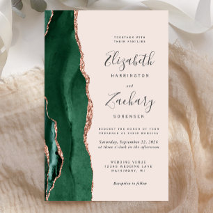Budget Emerald Green Rose Gold Agate Blush Wedding