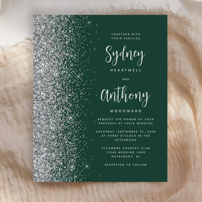 Budget Emerald Green Silver Calligraphy Wedding (Creator Uploaded)