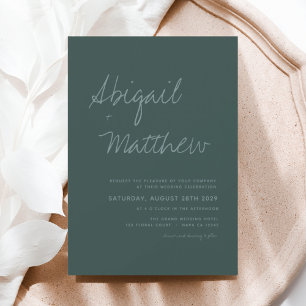 Budget Emerald Green Simple Wedding Invitation